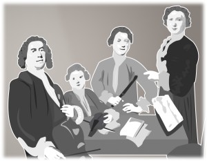 J. S. Bach mit drei
Söhnen